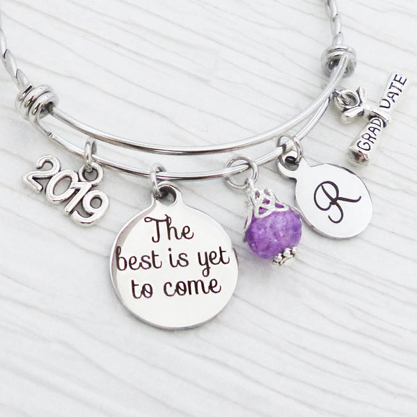 2023 Grad Gift for her-The best is yet to come graduation gifts, Personalized Bangle Bracelet- Jewelry- High school Graduation Gift