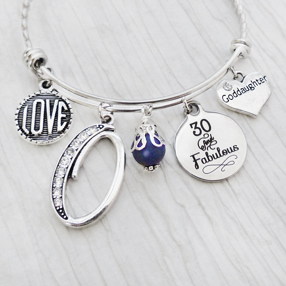 30th Birthday Bracelet for Goddaughter-Personalized Jewelry Gifts