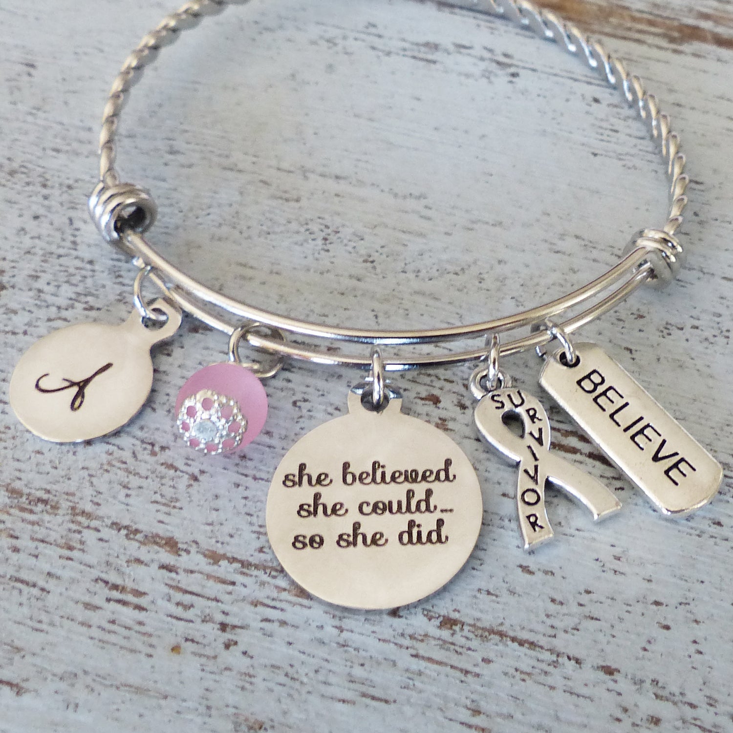 Cancer Survivor Gifts, Awareness, Survivor Ribbon, She Believed She Could So She Did, Encouragement