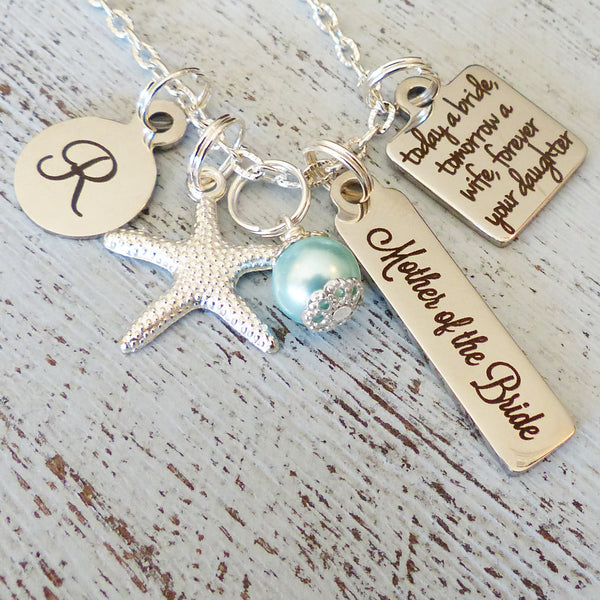 Mother of the Bride Gift-Personalized Necklace, Today a Bride tomorrow a wife forever your daughter Necklace, Starfish