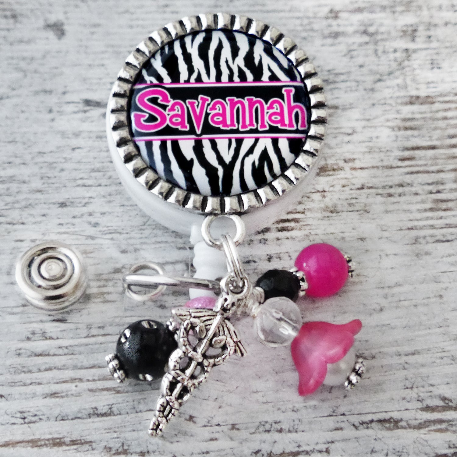 Personalized Baby Due Month Retractable Badge Reel and Pin are
