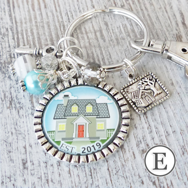 First Home Keyring, Realtor Closing Gift, New Home Key chain, Established Year, House Warming Gift