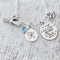Class of 2024 Graduation Gift for Her, She believed she could so she did Necklace, Personalized Graduate Necklace, High School, College, New grad