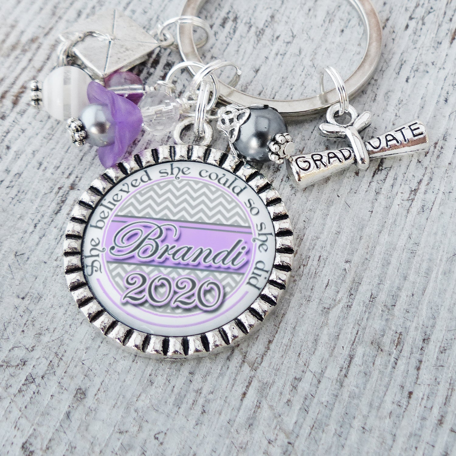 Custom Graduation Keychain, She Believed She Could So She Did Graduate Gifts, High School College