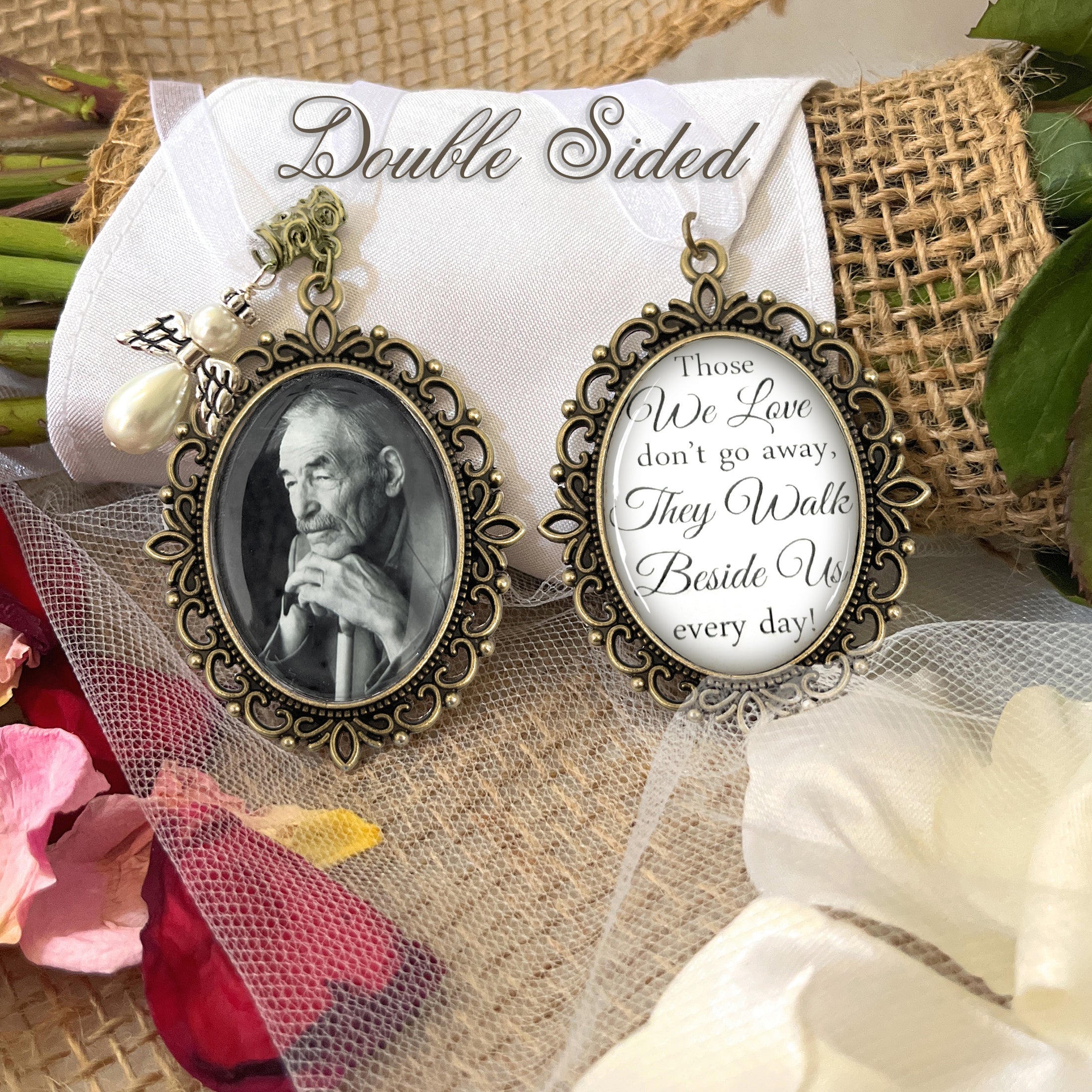 Bouquet Charm on Your Wedding Day Mom Dad Memorial Bridal Memorial Custom Photo Frame My Daughter