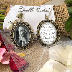 Memorial Photo Bridal Bouquet Charm-Custom Photo and Inspirational Saying