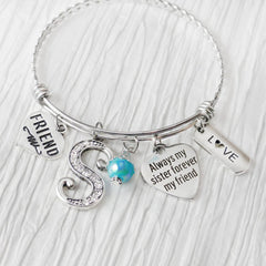 SISTER GIFT, Gift for Sister, Always my sister forever my friend, Sister Bracelet, Personalized Bangle- Best Friend Jewelry, Birthday Gift