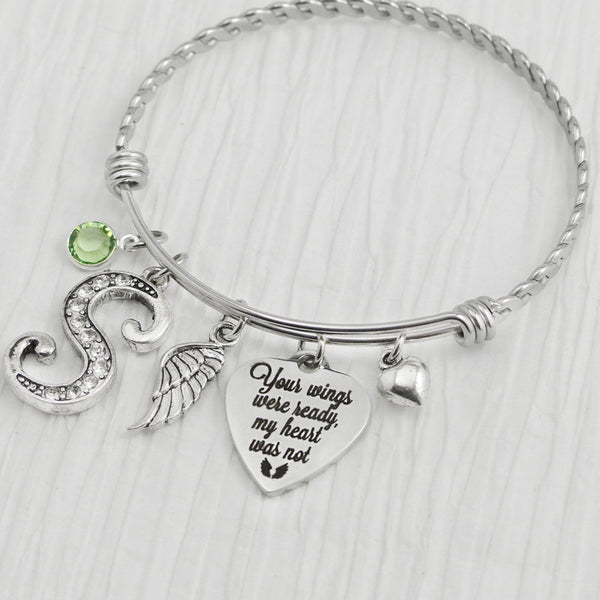Memorial Jewelry, Bracelet, Remembrance Gifts, Memorial, In loving memory, Your wings were ready my heart was not, wing, BANGLE Bracelet