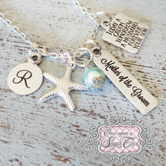Mother of the Groom Gift-Personalized Necklace, Today a groom tomorrow a husband forever your son Necklace- Bar Necklace-Starfish Beach,Blue