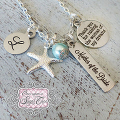Mother of the Bride Gift-Personalized Necklace, Thank you for raising the women of my dreams Necklace- Bar Necklace-Starfish Beach Theme