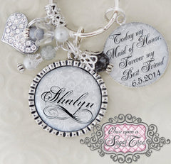 MAID of HONOR Gift WEDDING Key Chain (or Necklace) Inspirational Quote Best Friend,Sister Wedding Gift, Matron, Heart Charm, Wedding Gift,