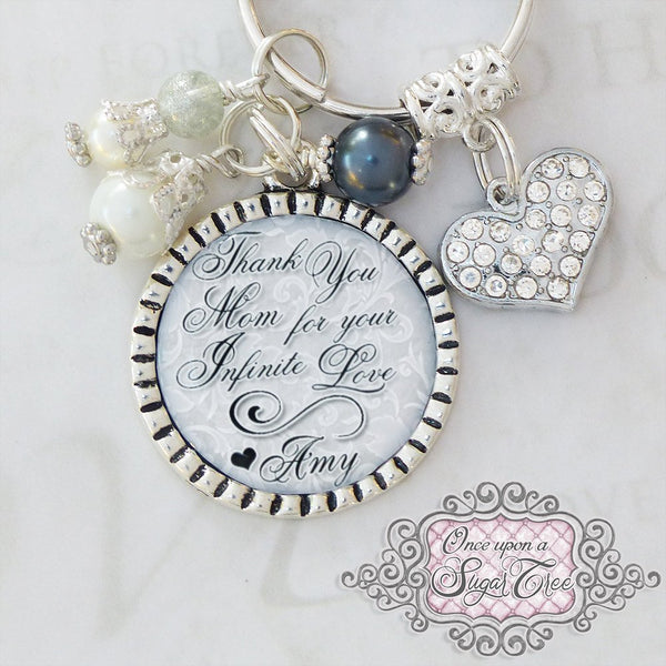 Mother of the Bride Keychain, Gift from Bride, Custom Wedding Jewelry, Inspirational Jewelry, Personalized Wedding Quote Jewelry, Wedding