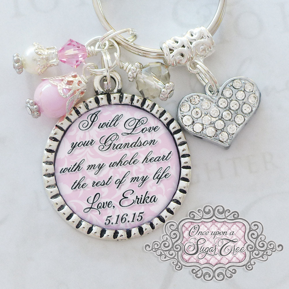 GRANDMOTHER of the Groom Gift -  Key Chain - Grandma Wedding Jewelry - Wedding Date Jewelry - Personalized Gifts from Bride - Wedding Gift