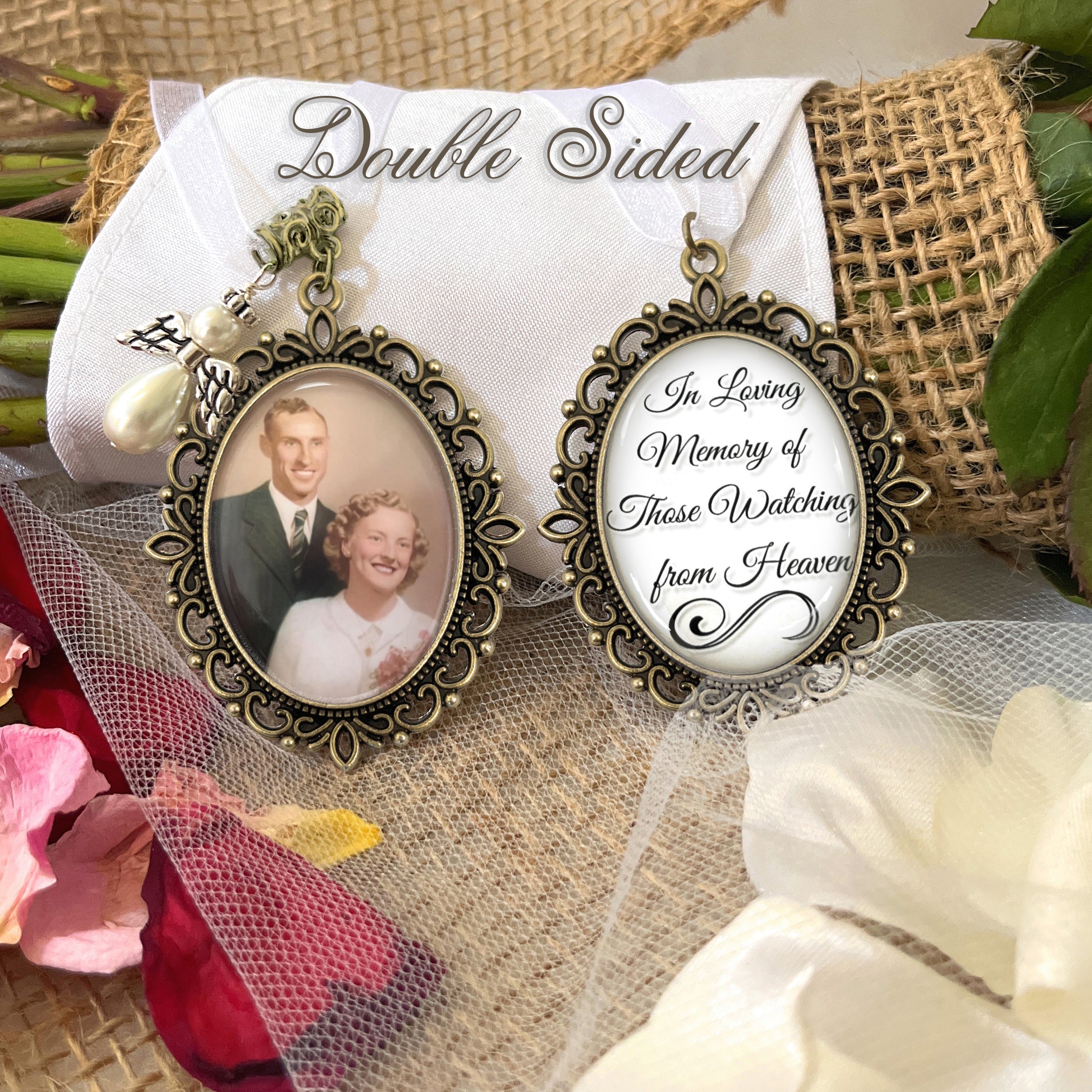 Memorial Photo Bridal Bouquet Charm-Wedding Remembrance Gift for Bride