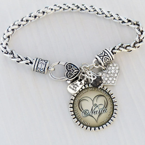 NANA GIFT -Grandma Bracelet Jewelry -Stole My Heart, Mom Bracelet- You are loved - Wedding Jewelry-Bracelets for Woman-Christmas Gift, Heart