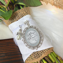 Memorial Photo Bridal Bouquet Charm-Custom Photo and Inspirational Saying